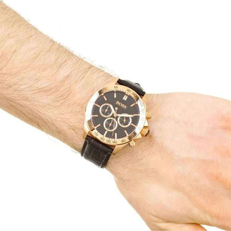 Hugo Boss Ikon Black Dial Black Leather Strap Watch for Men - 1513179 Buy Now By Hugo Boss