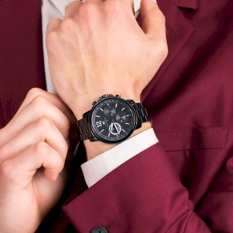 Tommy Hilfiger London Chronograph Black Dial Black Steel Strap Watch for Men - 1791529 Buy Now By Tommy Hilfiger