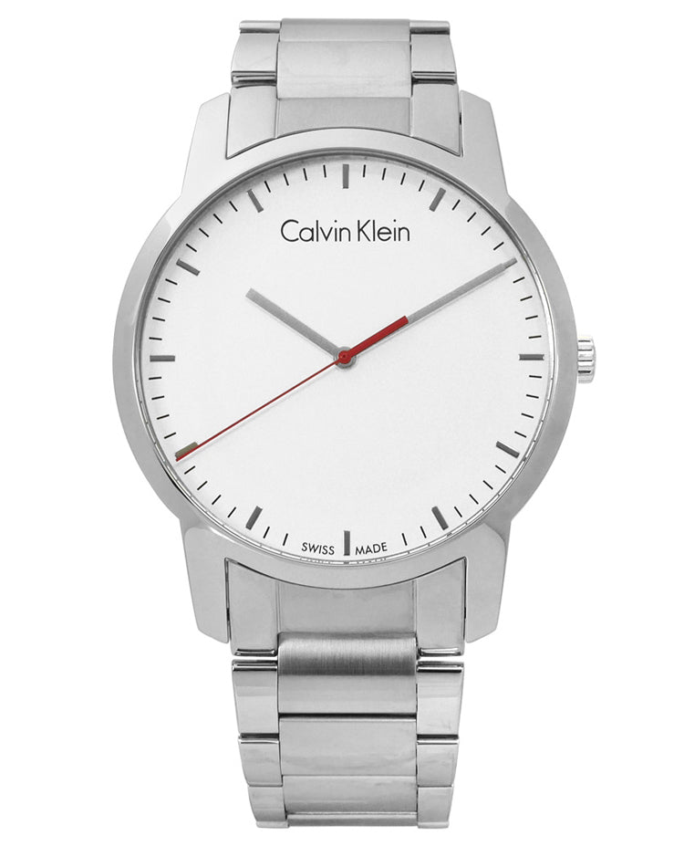 Calvin Klein City Quartz White Dial Silver Steel Strap Watch for Men - K2G2G1Z6 Buy Now By Calvin Klein