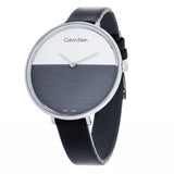 Calvin Klein Rise White Grey Dial Black Leather Strap Watch for Women - K7A231C3 Buy Now By Calvin Klein