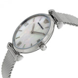 Emporio Armani Gianni T Bar Mother of Pearl Dial Silver Steel Strap Watch For Women - AR1955 Buy Now By Emporio Armani