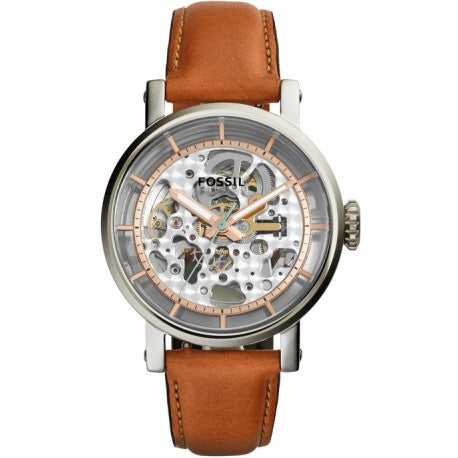 Fossil Boyfriend Automatic Skeleton Silver Dial Brown Leather Strap Watch for Women - ME3109 Buy Now By Fossil