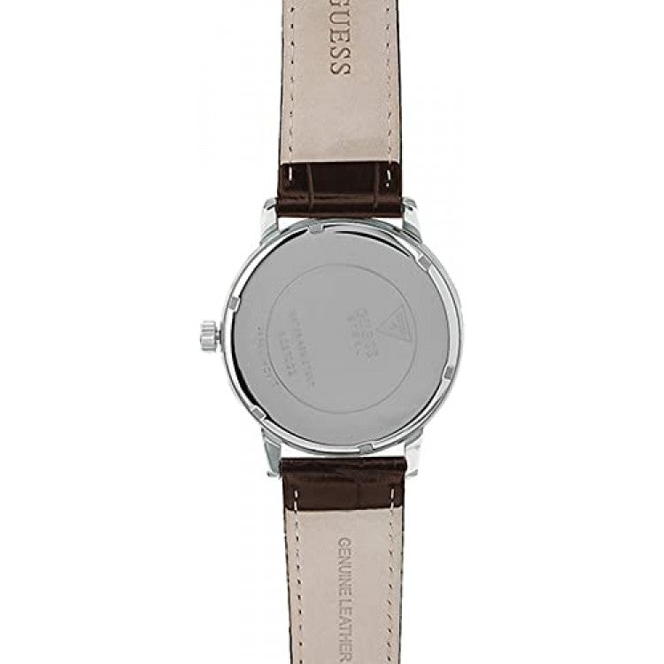 Guess Delancy Quartz White Dial Brown Leather Strap Watch For Men - W0870G1 Buy Now By Guess