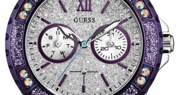 Guess Limelight Quartz Silver Dial Purple Leather Strap Watch For Women - W0775L6 Buy Now By Guess