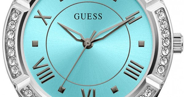 Guess Cosmo Diamonds Turquoise Dial Silver Steel Strap Watch for Women - GW0033L7 Buy Now By Guess