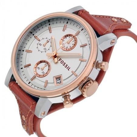 Fossil Boyfriend Chronograph White Dial Brown Leather Strap Watch for Women - ES3837 Buy Now By Fossil
