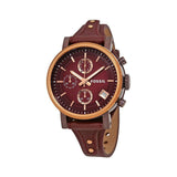 Fossil Original Boyfriend Sport Chronograph Maroon Dial Maroon Leather Strap Watch for Women - ES4114 Buy Now By Fossil