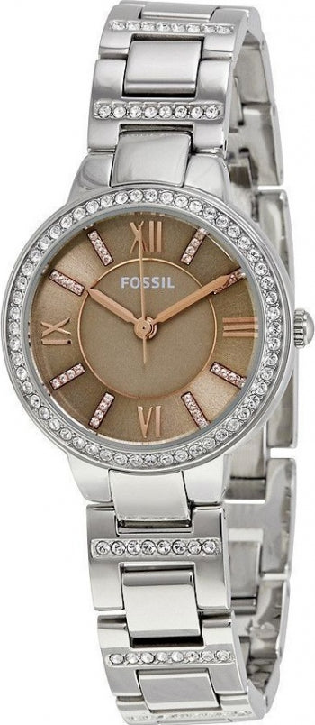 Fossil Virginia Taupe Dial Silver Steel Strap Watch for Women - ES4147 Buy Now By Fossil