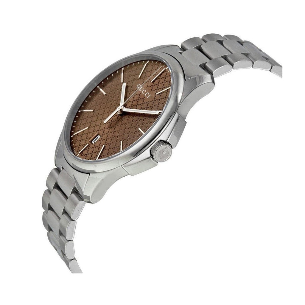 Gucci G Timeless Quartz Brown Dial Silver Steel Strap Watch for Men - YA126317 Buy Now By Gucci