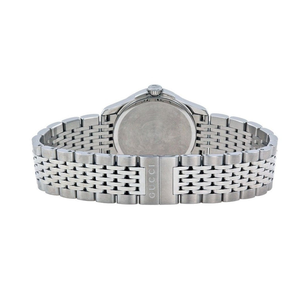 Gucci G Timeless Diamonds Mother of Pearl Black Dial Silver Mesh Bracelet Watch For Women - YA126507 Buy Now By Gucci