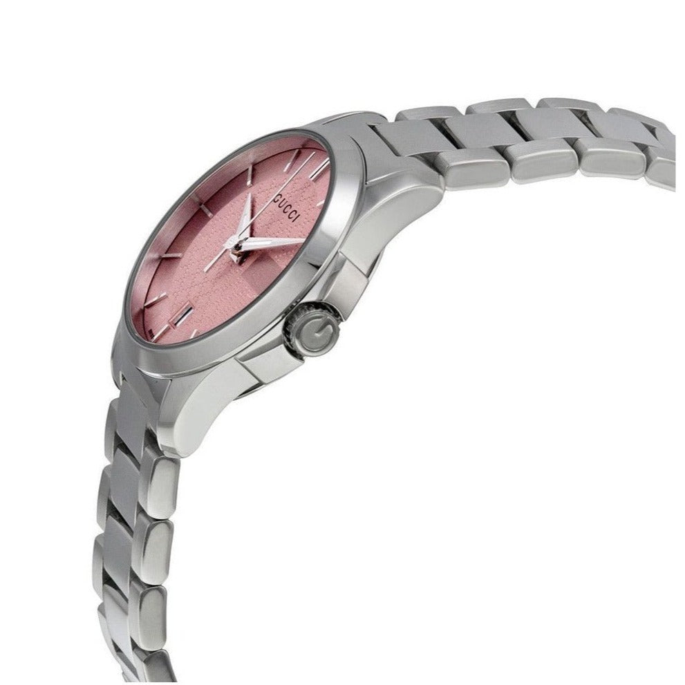 Gucci G Timeless Pink Dial Silver Steel Strap Watch For Women - YA126524 Buy Now By Gucci