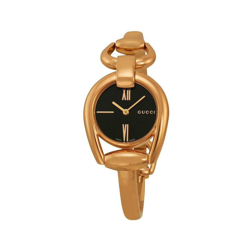 Gucci Horsebit Collection Black Dial Rose Gold Steel Strap Watch For Women - YA139507 Buy Now By Gucci