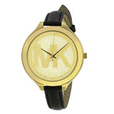 Michael Kors Slim Runway Quartz Gold Dial Black Leather Strap Watch For Women - MK2392 Buy Now By Michael Kors