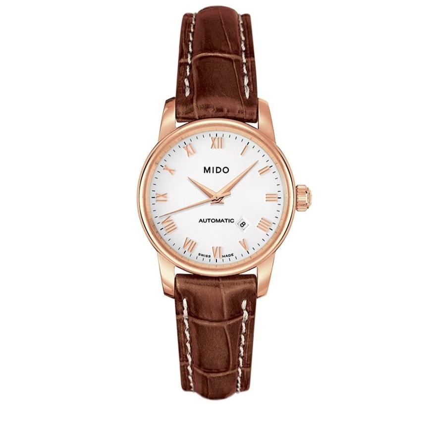 Mido Baroncelli III Automatic White Dial Brown Leather Strap Watch For Women - M7600.3.26.8 Buy Now By Mido