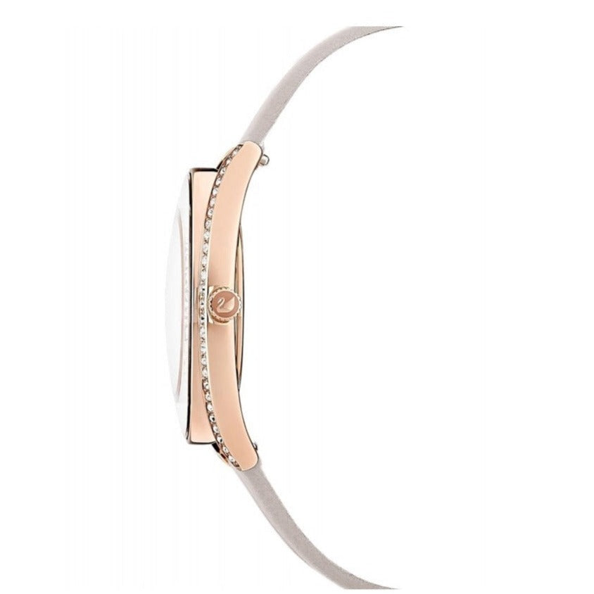 Swarovski Crystalline Aura Silver Dial Beige Leather Strap Watch for Women - 5519450 Buy Now By Swarovski