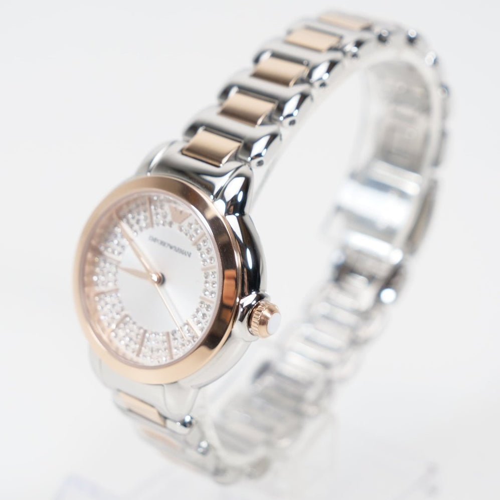 Emporio Armani Mia Three-Hand Analog Crystal Silver Dial Two Tone Steel Strap Watch For Women - AR11643 Buy Now By Emporio Armani