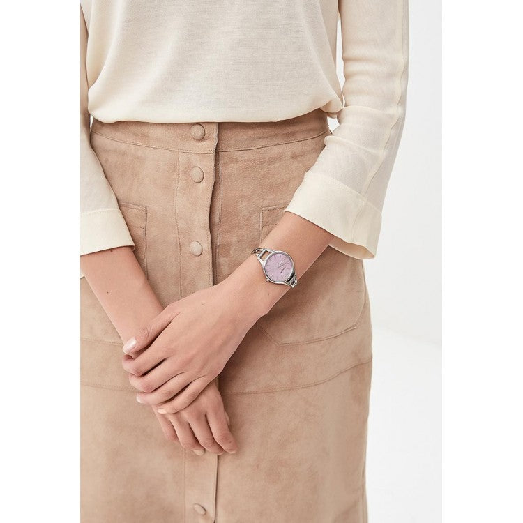 Emporio Armani Aurora Mother Of Pearl Purple Dial Silver Steel Strap Watch For Women - AR11122 Buy Now By Emporio Armani