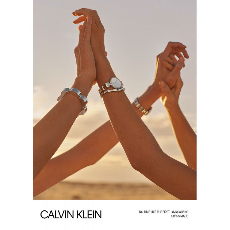 Calvin Klein Wavy Silver Dial Silver Steel Strap Watch for Women - K9U23146 Buy Now By Calvin Klein