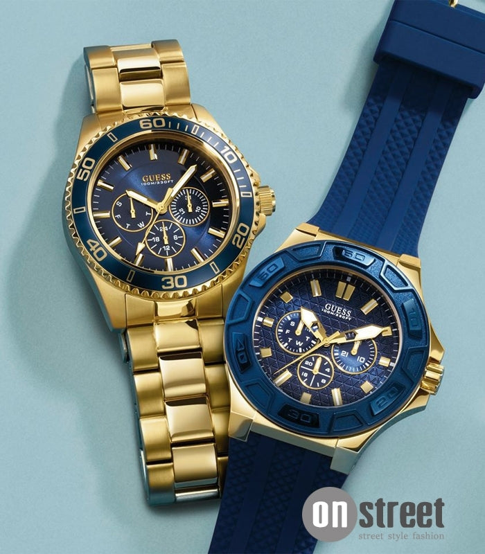 Guess Chaser Multifunction Blue Dial Gold Steel Strap Watch for Men - W0172G5 Buy Now By Guess