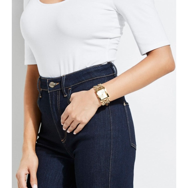 Guess Mod Heavy Metal Gold Dial Gold Steel Strap Watch For Women - W1117L2 Buy Now By Guess