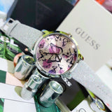 Guess Sparkle Butterfly White Dial Silver Leather Strap Watch For Women - GW0008L1 Buy Now By Guess