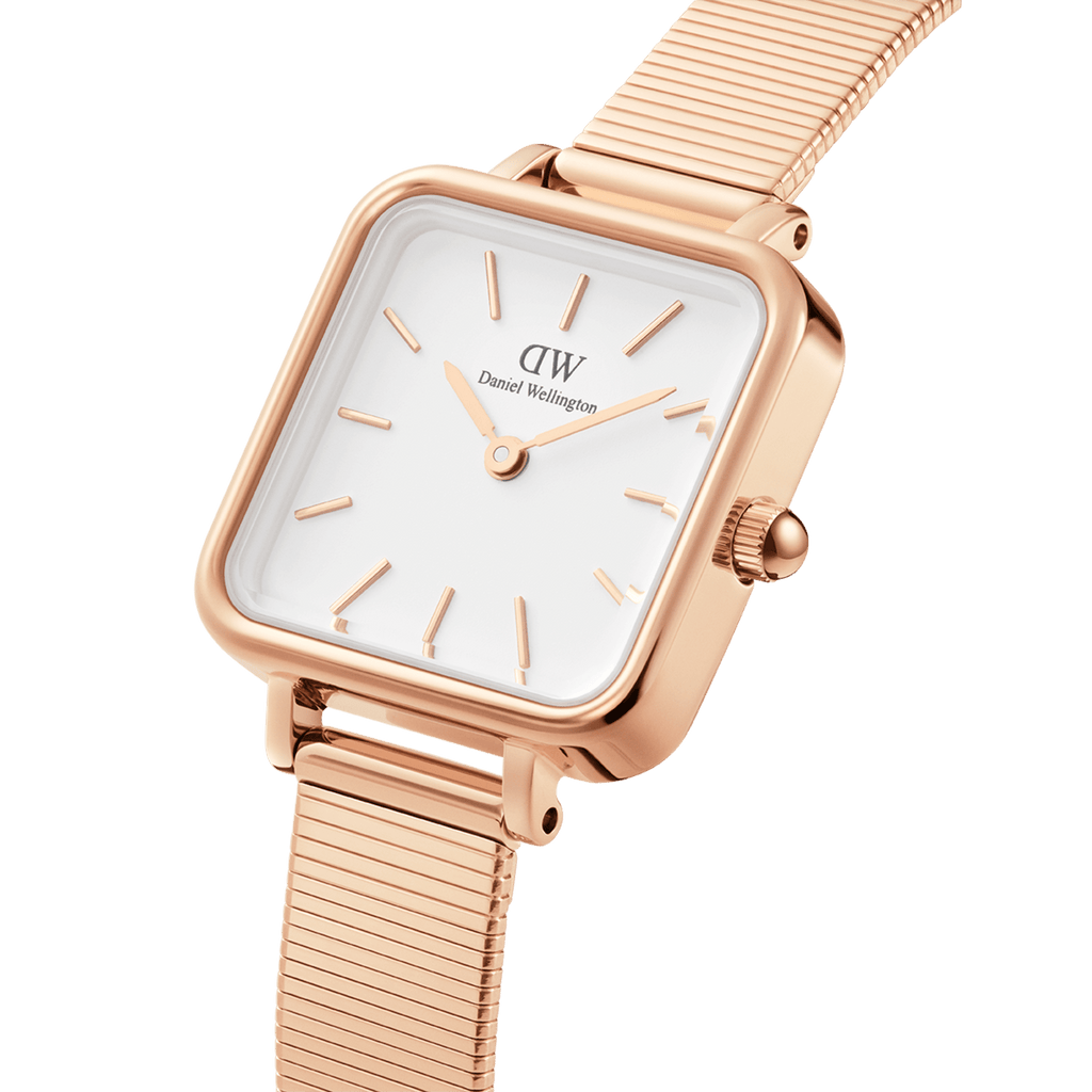 Daniel Wellington Quadro Studio White Dial Rose Gold Mesh Strap Watch For Women - DW00100517 Buy Now By Daniel Wellington