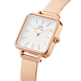 Daniel Wellington Quadro Studio White Dial Rose Gold Mesh Strap Watch For Women - DW00100517 Buy Now By Daniel Wellington