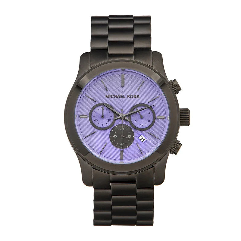 Michael Kors Runway Chronograph Purple Dial Black Steel Strap Watch For Women - MK5954 Buy Now By Michael Kors