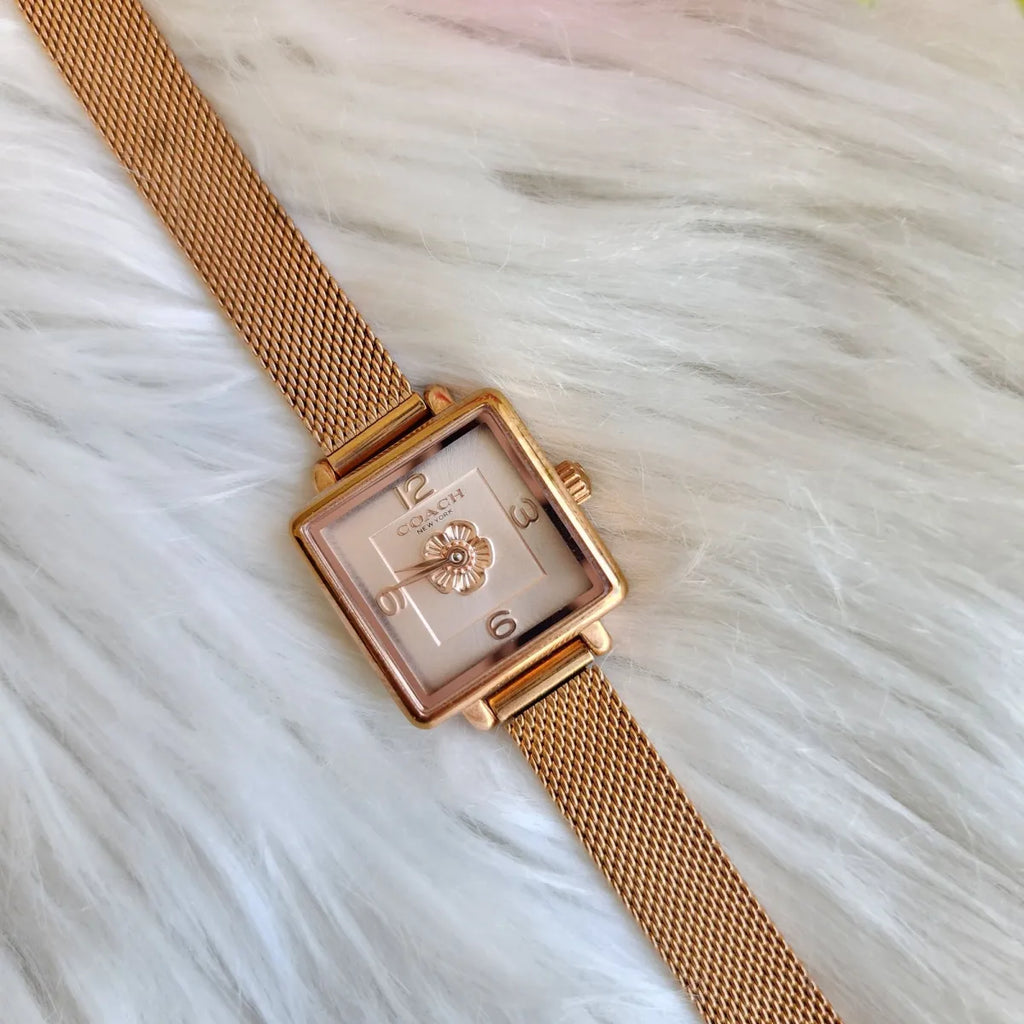 Coach Cass White Dial Rose Gold Mesh Bracelet Watch for Women - 14503698 Buy Now By Coach