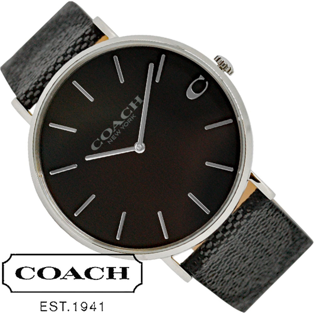 Coach Charles Black Dial Black Leather Strap Watch for Men - 14602157 Buy Now By Coach