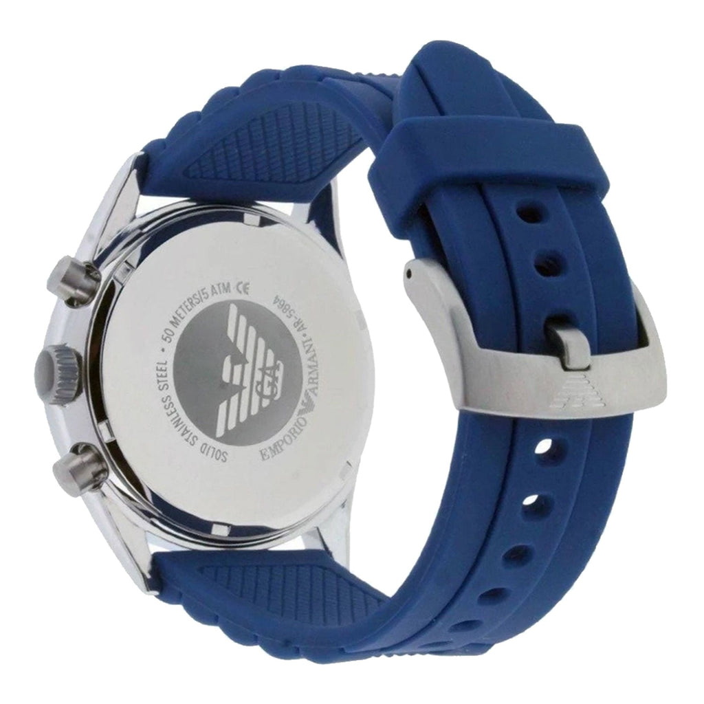 Emporio Armani Chronograph Blue Dial Blue Rubber Strap Watch For Men - AR5864 Buy Now By Emporio Armani