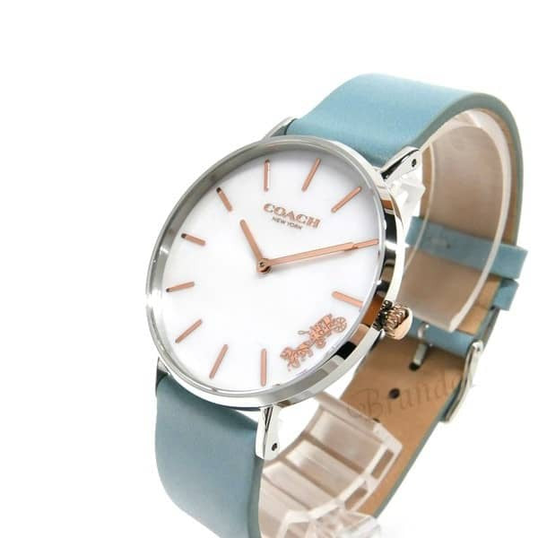 Coach Perry Mother of Pearl White Dial Blue Leather Strap Watch for Women - 14503271 Buy Now By Coach