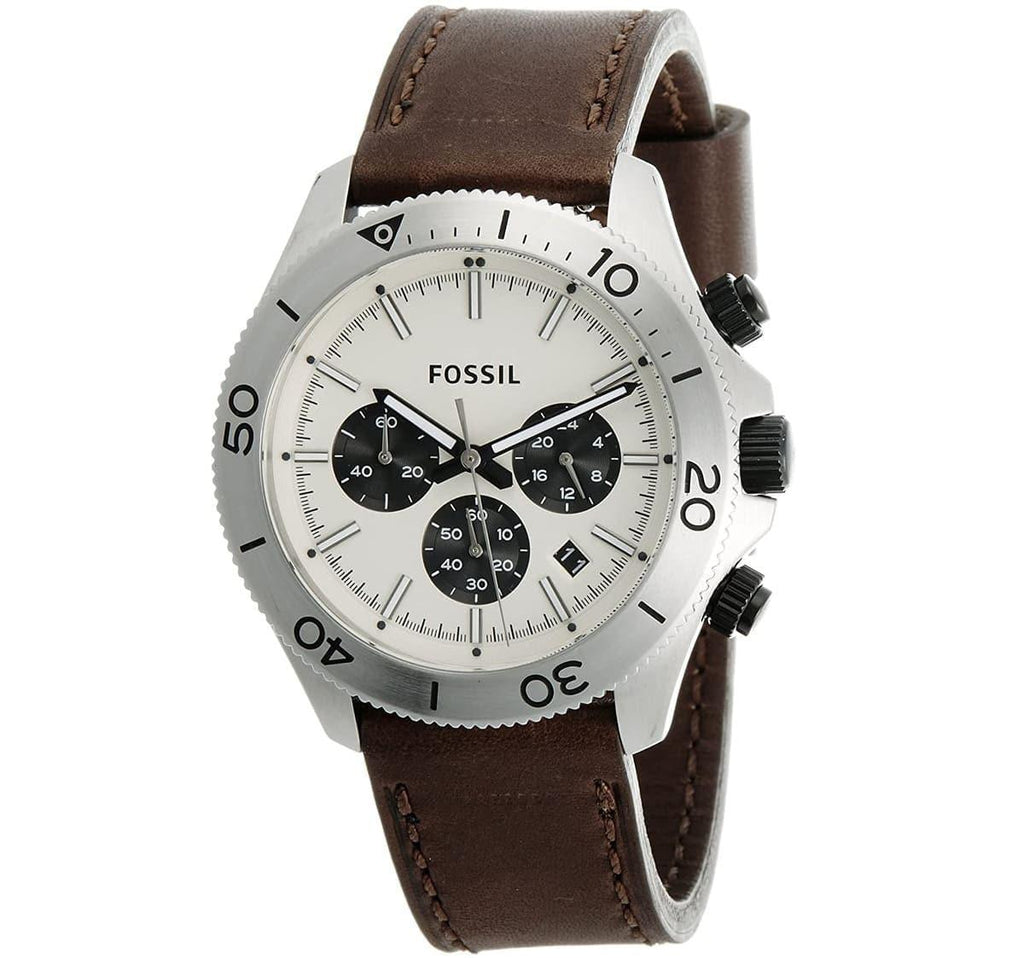 Fossil Retro Traveler Chronograph White Dial Brown Leather Strap Watch for Men - CH2886 Buy Now By Fossil