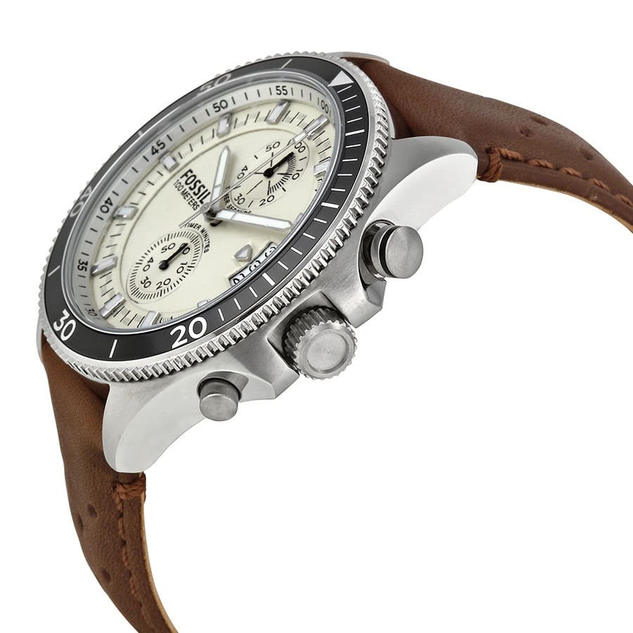 Fossil Wakefield Chronograph White Dial Brown Leather Strap Watch for Men - CH2943 Buy Now By Fossil