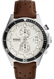 Fossil Wakefield Chronograph White Dial Brown Leather Strap Watch for Men - CH2943 Buy Now By Fossil