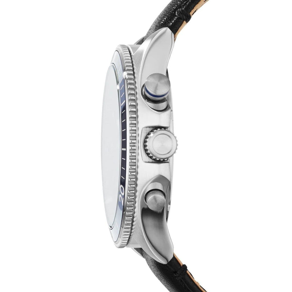 Fossil Wakefield Chronograph Blue Dial Black Leather Strap Watch for Women - CH2945 Buy Now By Fossil