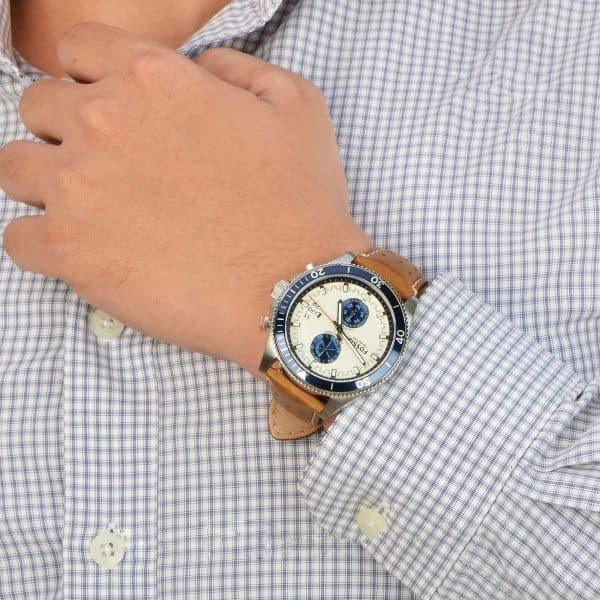 Fossil Wakefield Chronograph Cream Dial Brown Leather Strap Watch for Men - CH2951 Buy Now By Fossil