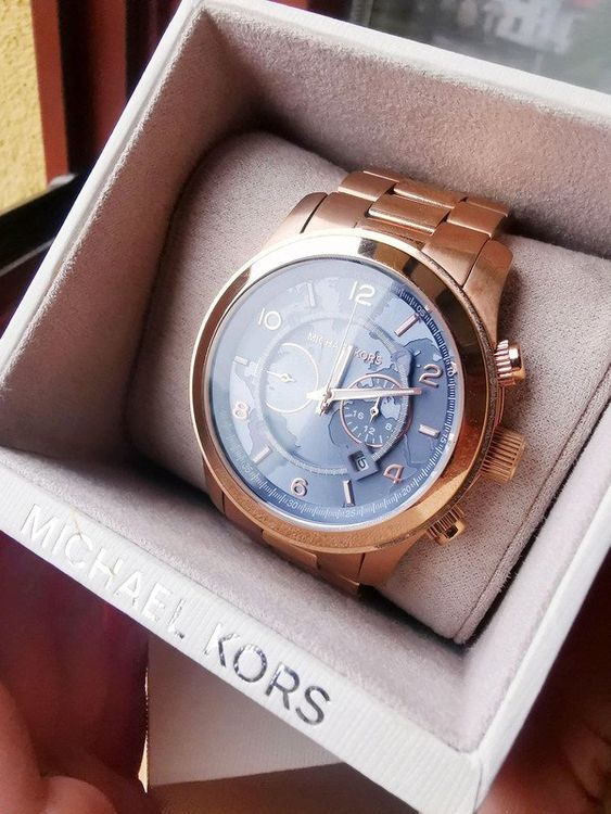 Michael Kors Runway Stop Hunger Quartz Blue Dial Rose Gold Steel Strap Watch For Men - MK8358 Buy Now By Michael Kors
