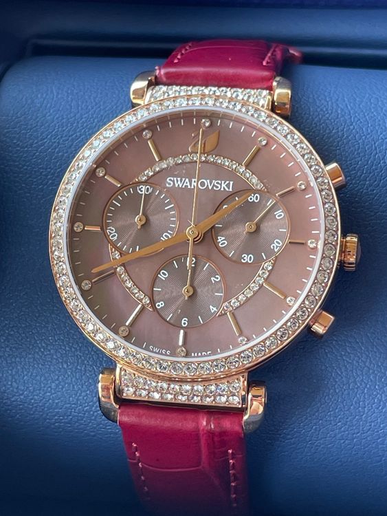 Swarovski Passage Chrono Red Dial Red Leather Strap Watch for Women - 5580345 Buy Now By Swarovski