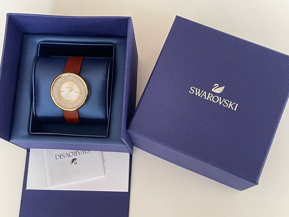 Swarovski Crystalline Pure White Dial Brown Leather Strap Watch for Women - 5275040 Buy Now By Swarovski