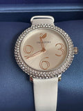 Swarovski Crystal Frost Silver Dial White Leather Strap Watch for Women - 5484070 Buy Now By Swarovski