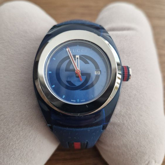 Gucci Sync Quartz Blue Dial Blue Rubber Strap Watch For Men - YA137304 Buy Now By Gucci