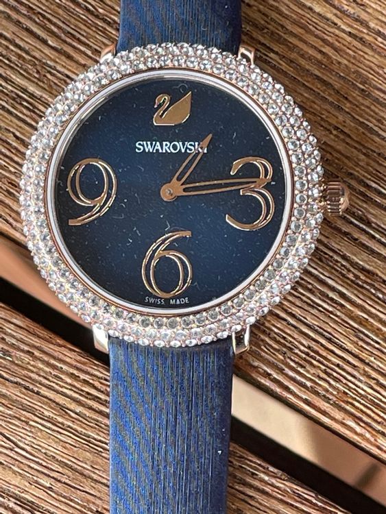 Swarovski Crystal Frost Blue Dial Blue Leather Strap Watch for Women - 5484061 Buy Now By Swarovski