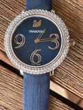 Swarovski Crystal Frost Blue Dial Blue Leather Strap Watch for Women - 5484061 Buy Now By Swarovski