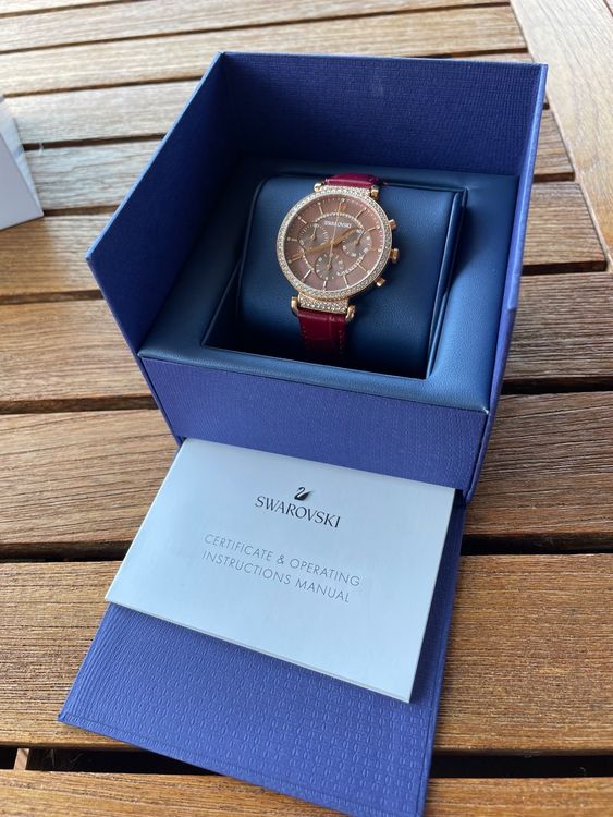 Swarovski Passage Chrono Red Dial Red Leather Strap Watch for Women - 5580345 Buy Now By Swarovski