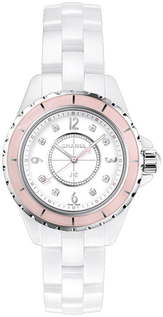 Chanel J12 Quartz Diamonds Ceramic White Dial White Steel Strap Watch for Women - J12 H4466 Buy Now By Chanel