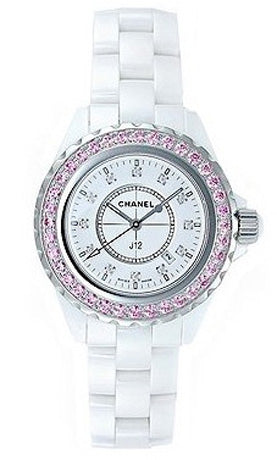 Chanel J12 Sapphire Bezel Ceramic White Dial White Steel Strap Watch for Women - J12 H2010 Buy Now By Chanel