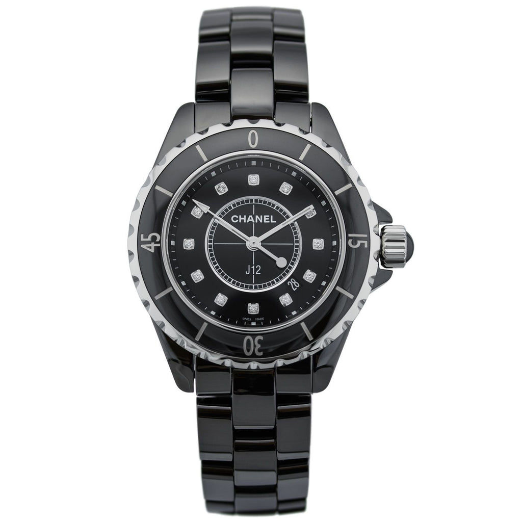 Chanel J12 Quartz Diamonds Black Dial Black Steel Strap Watch for Women - J12 H1625 Buy Now By Chanel