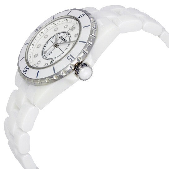 Chanel J12 Diamonds Ceramic White Dial White Steel Strap Watch for Women - J12 H1628 Buy Now By Chanel