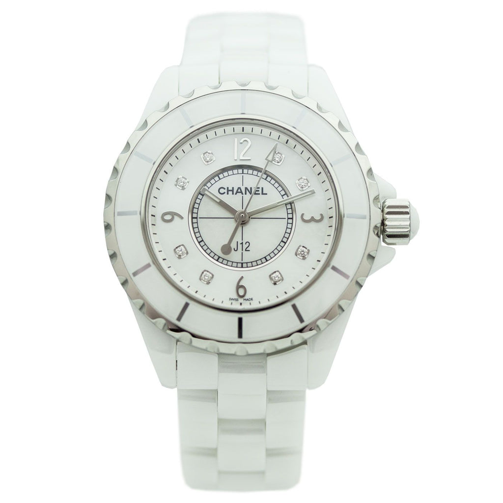 Chanel J12 Diamonds Quartz Ceramic White Dial White Steel Strap Watch for Women - J12 H2422 Buy Now By Chanel